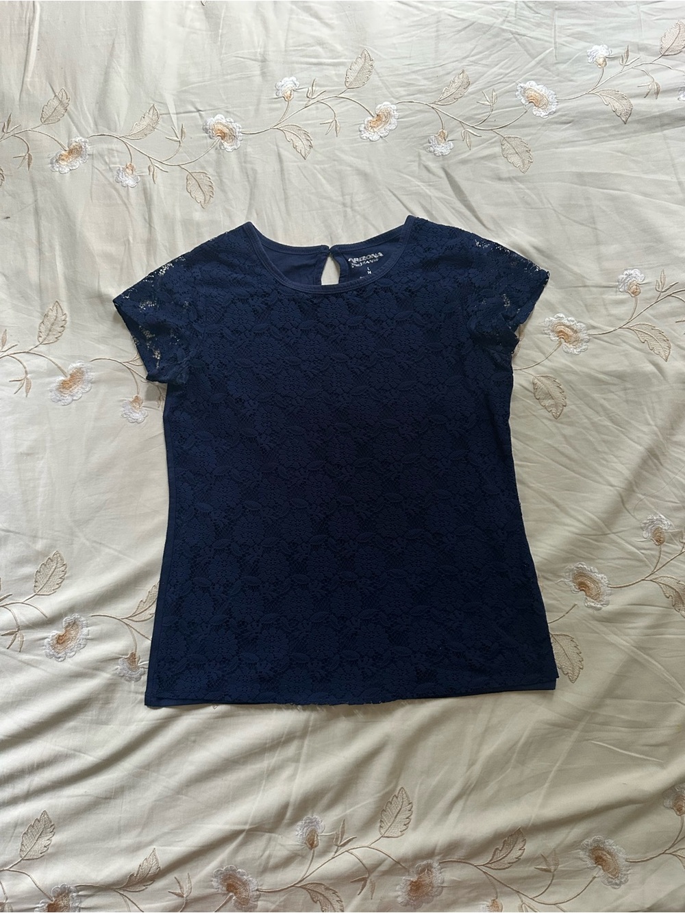 Arizona Jean Company Navy Lace Short-Sleeve Tee